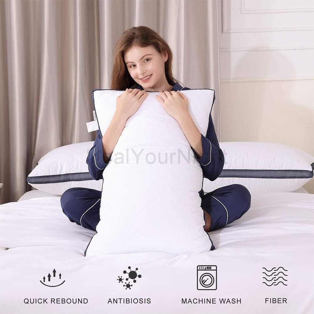 Kussens Voor Slapen Luxe Hotel Kussen Ganzendons Kussen Nek Kussens Voor Slapen Bed Kussens 100% Katoen Shell Zachte Pluizige