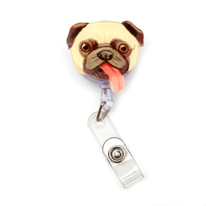 Soporte de tarjeta retráctil para perro de colores, para Bulldog, payaso, carrete de insignia, exposición de Enfermera, Tarjeta De Nombre