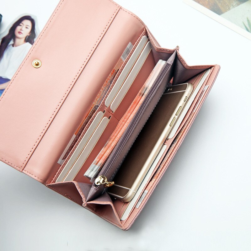 Cartera para mujer, bolso largo de piel con cuernos, monedero para mujer, bolso de mano para teléfono, cartera para mujer, tarjetero, Bolsa Vintage femenina