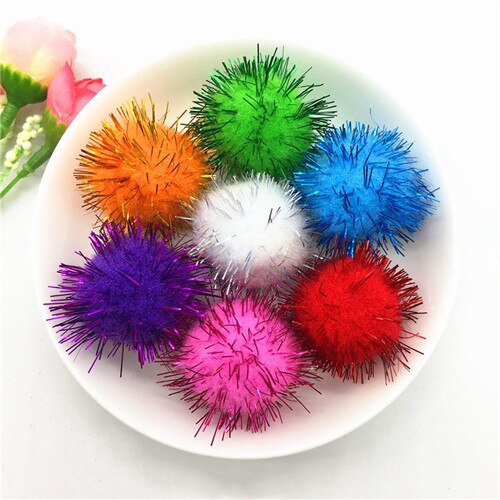 Pompom ballen glitter 10-30mm pompons vroeg leren kerst huisdecoratie handgemaakte knutselen scrapbooking pop diy 20g: Glitter 30mm