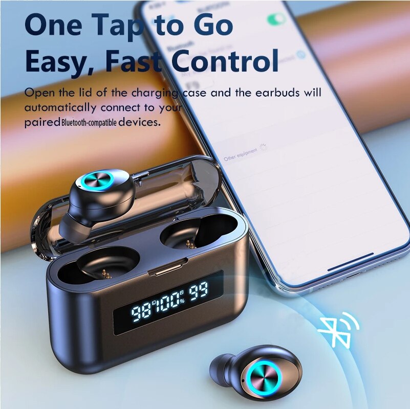 2200Mah Opladen Doos Sport Waterdichte Oordopjes Bluetooth Compatibel 5.0 Oortelefoon Oortelefoon Met Microfoon Tws Draadloze Oortelefoon