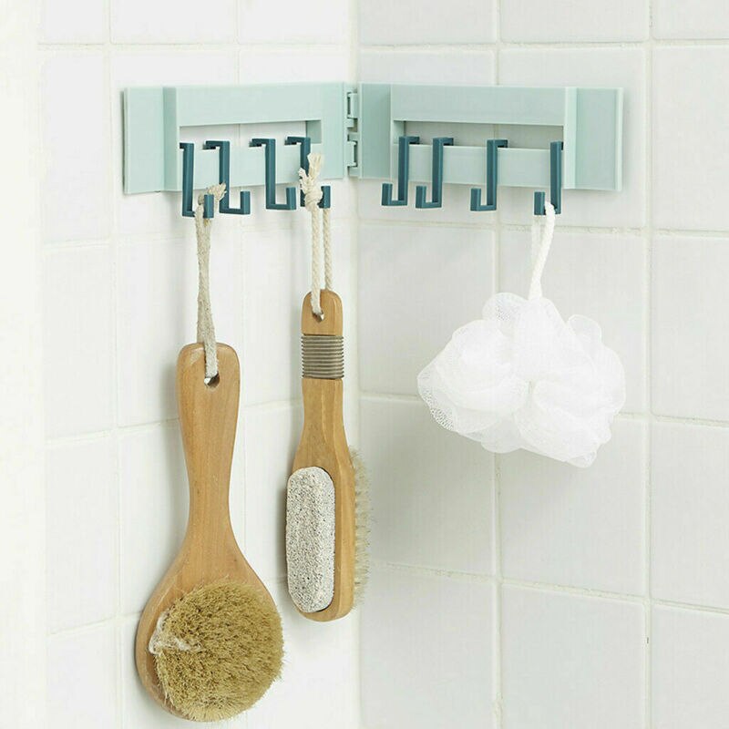 Gancho de esquina plegable de 6 filas ganchos cocina cuarto de baño sin perforaciones ganchos