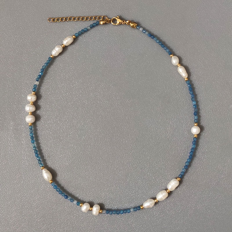 Feminino requintado pequeno colar de pérolas de água doce artesanal ajustável frisado gargantilha moda boêmio jóias presentes atacado: Banhado a prata antigo