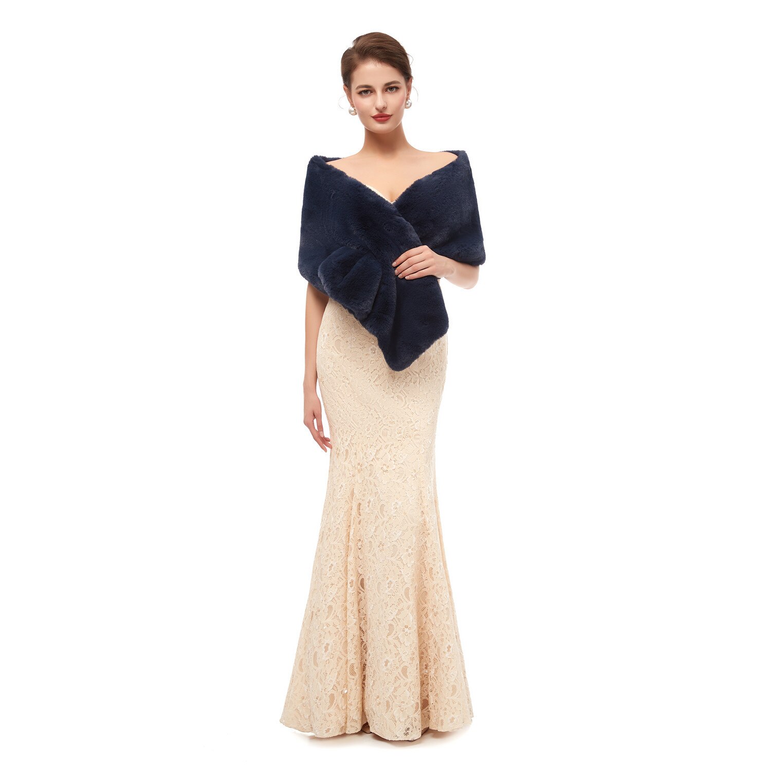 neue Pelz Frauen Bolero Braut Schal Faux Fell wickeln Bolero Hochzeit Kap Braut Schal Pelzcape Winter Elfenbein Braut Mantel Bolero: 131