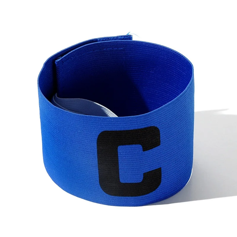 1PC FußBall Kapitänsbinde C-Band Sport Armbinde Spiel Kapitän Tragen Armbinde FußBall Ausrügestochen FußBall Zubehör: Blau