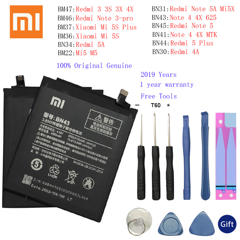 XiaoMi Original Replacement Battery For Xiaomi Note 3 4 4X 5 5A Pro Mi5 Mi 5X MI5S Redmi 3 3S 3X 4X 4A 5A 3 pro 5 Plus Batterie