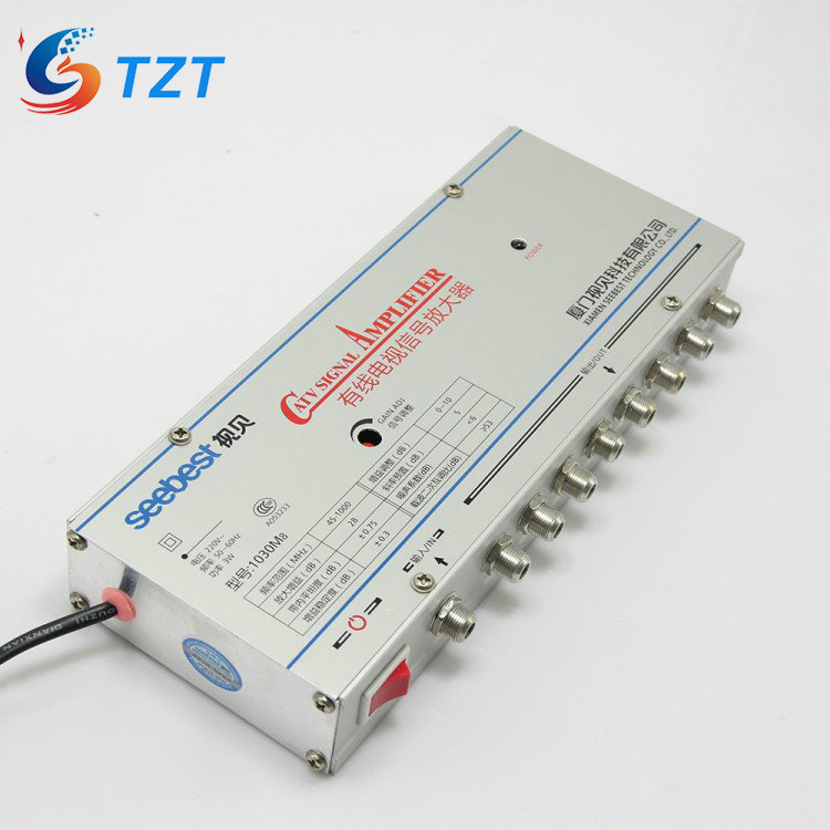 TZT SB-1030M8 8 Way CATV Signal Amplifer Sat Cable TV Signal Amplifier Splitter Booster CATV 30DB