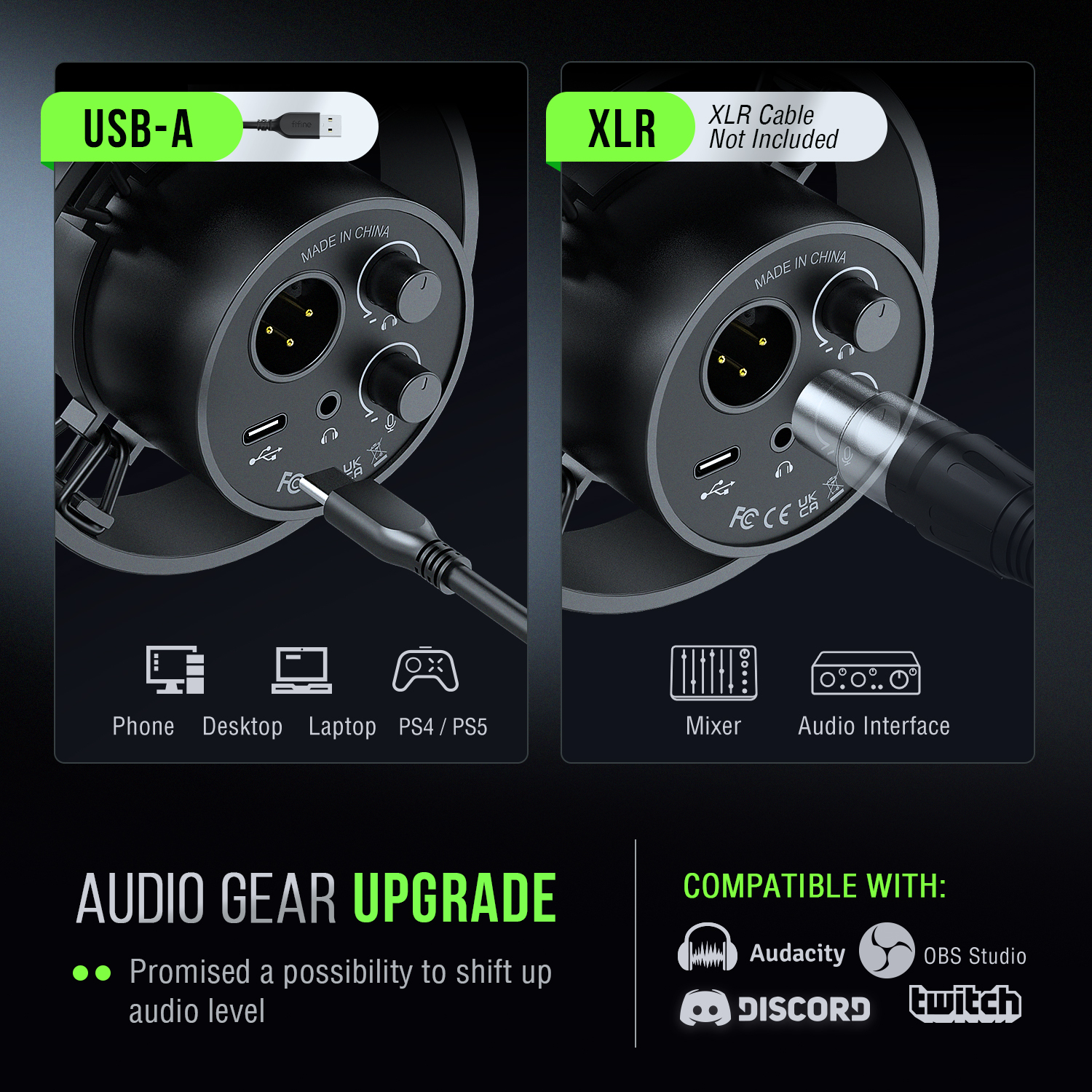 Mikrofon dynamiczny FIFINE USB/XLR z mocowaniem amortyzującym, wyciszeniem dotykowym, gniazdem słuchawkowym i regulacją głośności, do komputera lub nagrywania kart dźwiękowych -K688