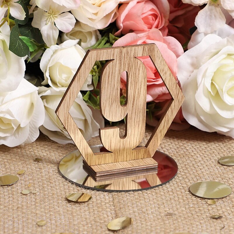 ! Wood Wedding Party Hexagon Table Numbers (NO. 1-30), Easy To Assemble,For Party Table Centerpieces Reception Decorati