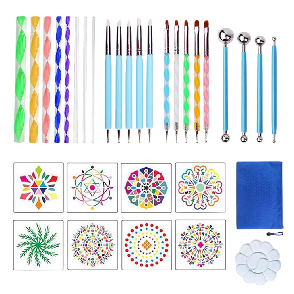 32pcs Mandala Dotting Tools Set Painting Stencils Rocks Template Set for Painting Rocks DIY Nail Art Craft Drawing Handwork