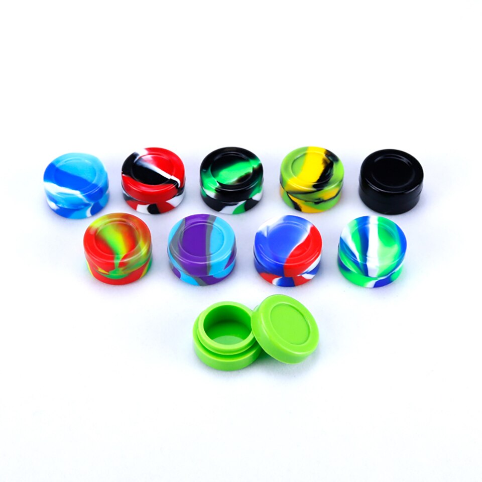 4 Type 2 Ml 5 Ml 7 Ml 10 Ml Anti-aanbak Siliconen Container Opbergdoos Voor Olie Wax Jar Dab wax Container Willekeurige Kleur