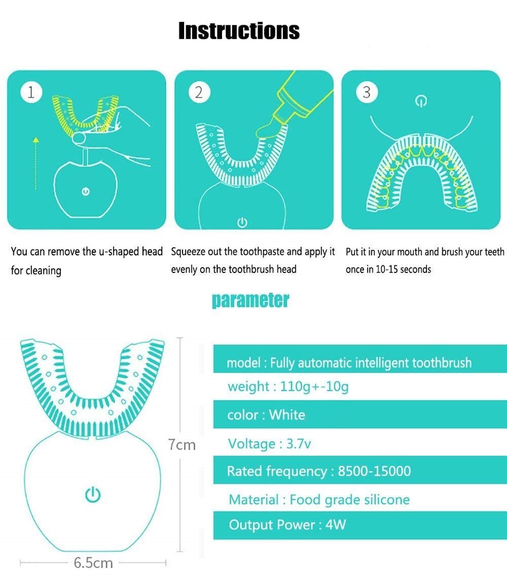 Tanden Whitening Blauw Licht U Ultra Sonic Elektrische Tandenborstel Usb Opladen Intelligente IPX7 Waterdichte Automatische Sonic Tandenborstel