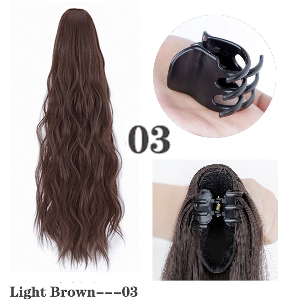 Horquilla sintética de Seda de alta temperatura mate para cola de caballo, coleta ondulada con agua, adorno de cabello natural, tocado: 03