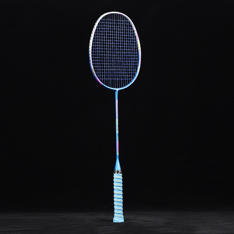Ultralight 50g 10U Carbon Fiber Badminton Racket Super Lightest Graphite Racquet With String 30LBS Adult -40: Blue