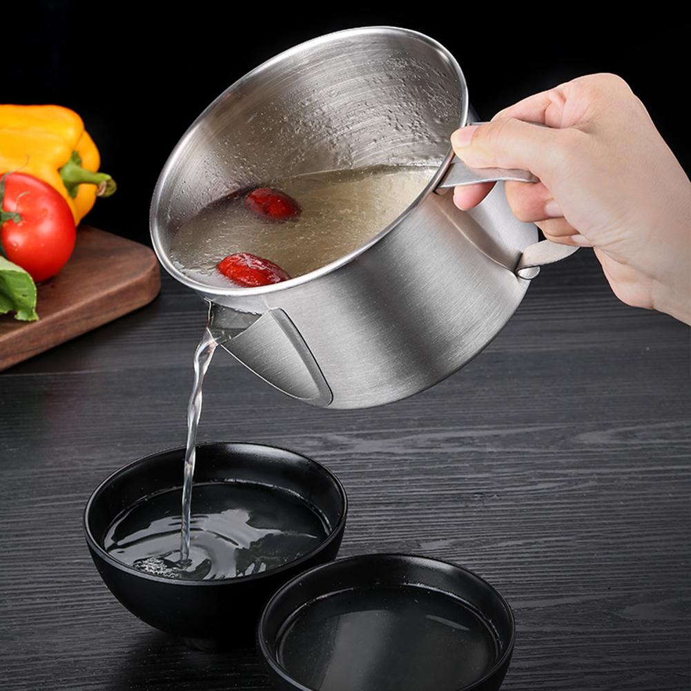 Separador de aceite de la sopa de acero inoxidable separador de grasa tazón colador cocina herramienta de cocina multifunción separador de grasas engrasador filtro