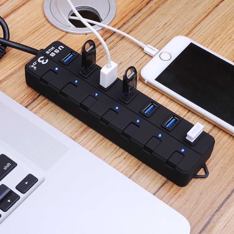 Ohanee bil usb oplader type-c hub 3.0 4 porte højhastighedsudtag 5 gbps bil usb splitter 4 in 1 stik