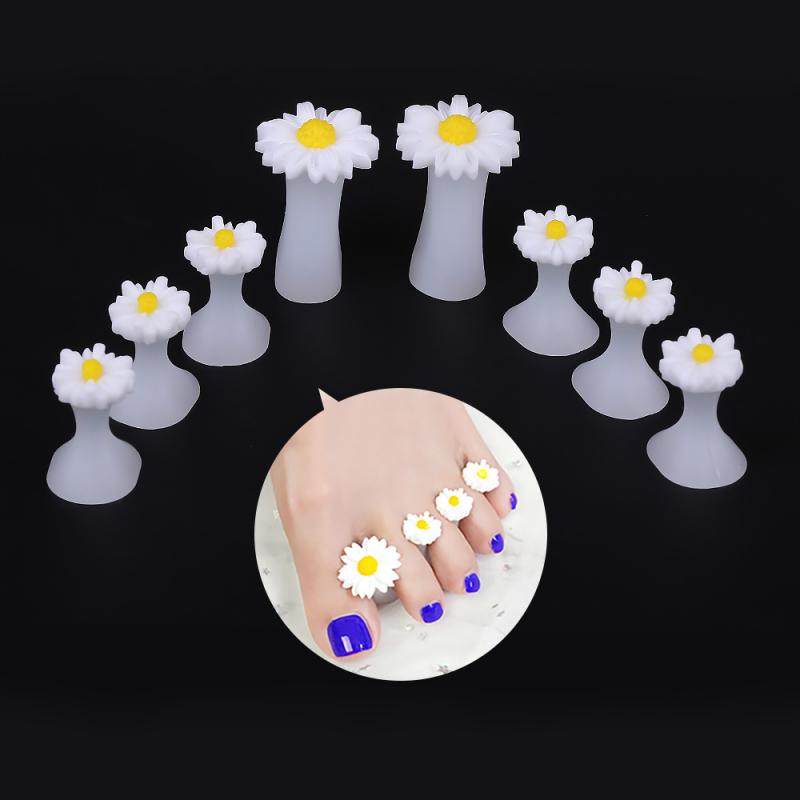 Separador de dedos de silicona suave para manicura y pedicura, divisor de dedos de pie, herramienta de Arte de uñas, soporte de flores, 8 Uds.
