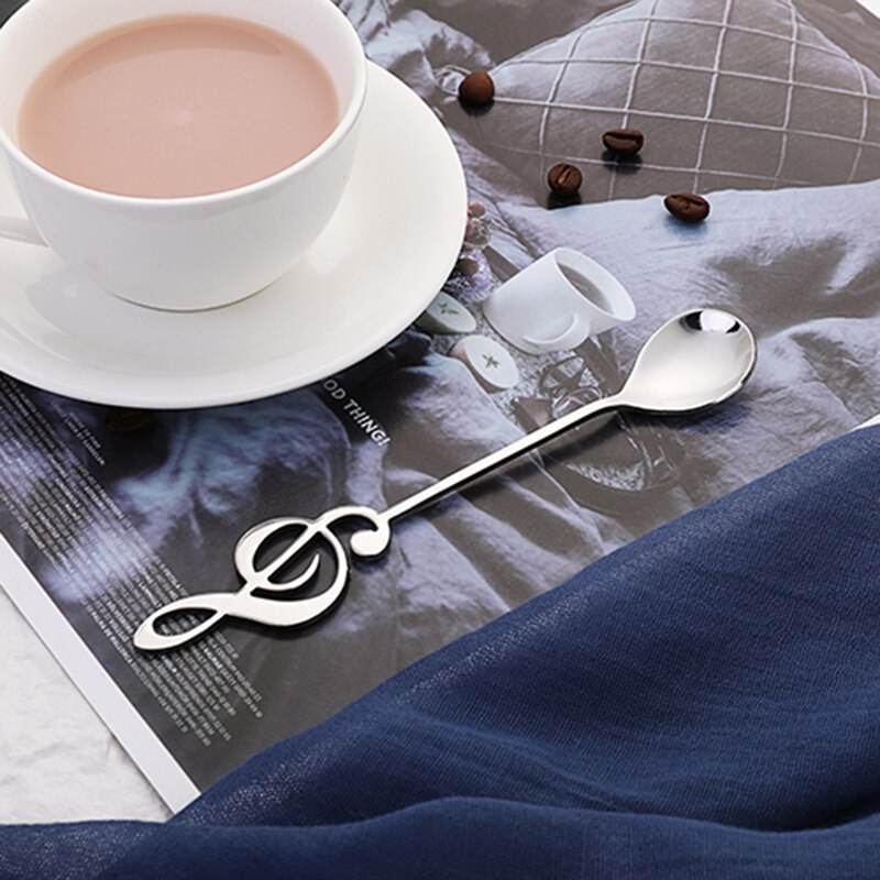 Tableware Stainless Steel Teaspoons Musical Notes Coffee Stirring Mug Spoon Bar Kitchen Accessories