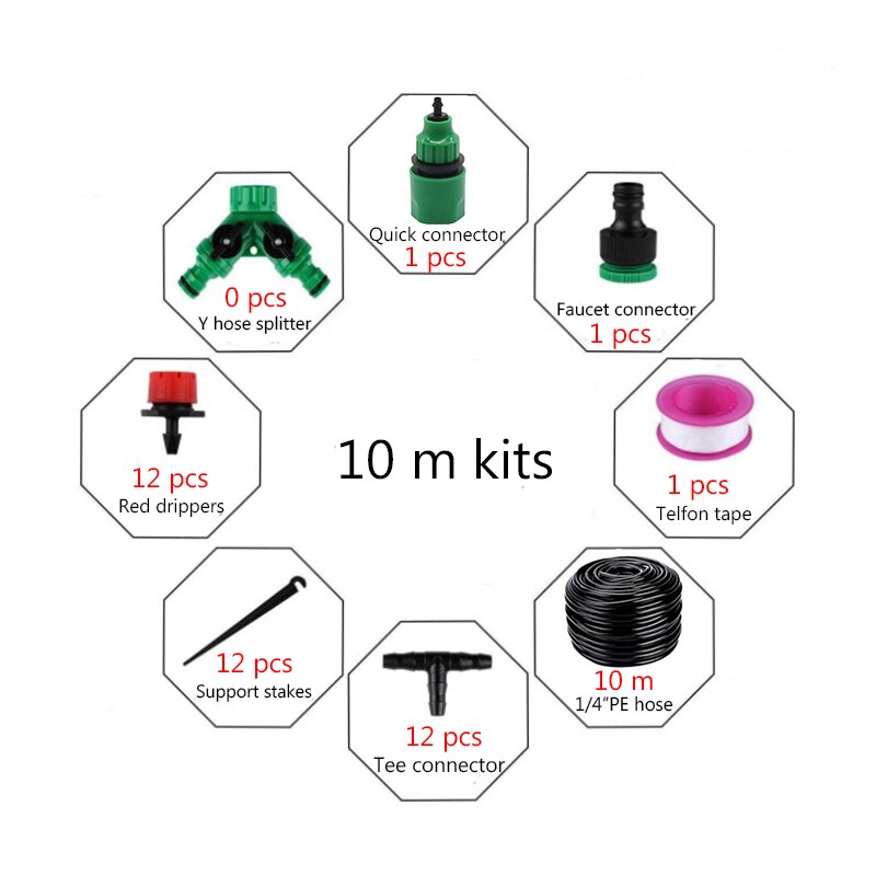 60m Self Auto Drip Irrigation Garden Watering System With 4/7 Sprinkler Hose And Irrigation Dripper,Plant Humidifier Misting Kit: 10 m kits