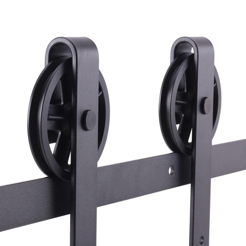 Système de porte Mobile avec roues, Rails suspendus, raccords de porte Mobile, Rail de porte en bois, accessoires pour porte simple, 8 pieds/2.44M