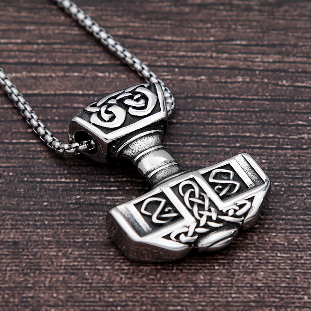 Vintage Thor Hamer Hanger Voor Mannen Rvs Nordic Viking Biker Ketting Amulet Sieraden