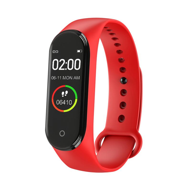 M4 pulseira inteligente bluetooth informações de chamada empurrar relógio inteligente pressão arterial monitor freqüência cardíaca passo exercício ip67 à prova chuva: red