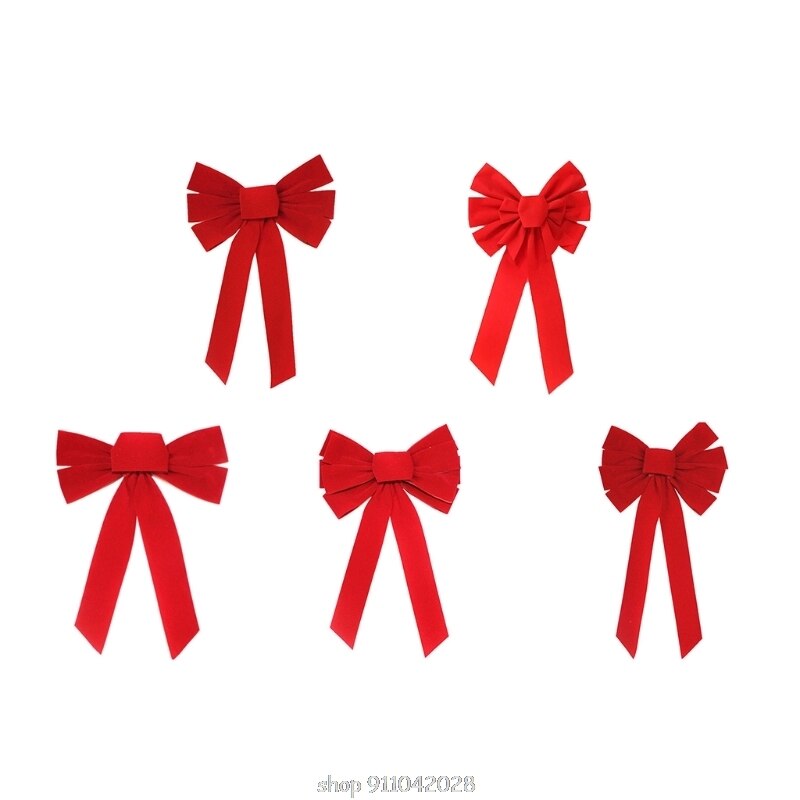 Red Bow Velvet Christmas Bows Hanging Xmas Bows for Christmas Wreaths Decoration or Tree Toppers D11 20