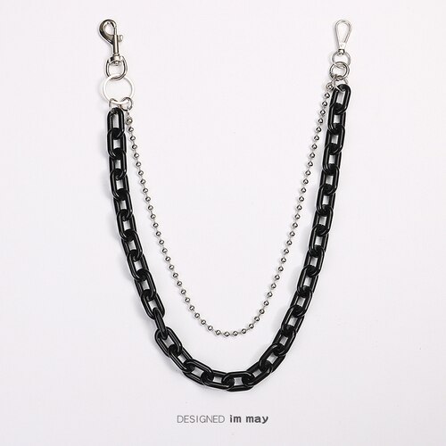 Porte-clés hip-hop Punk, grand anneau, pantalon Rock Punk, Hipster, pour Jeans, accessoires Kpop, CL151: Two Black