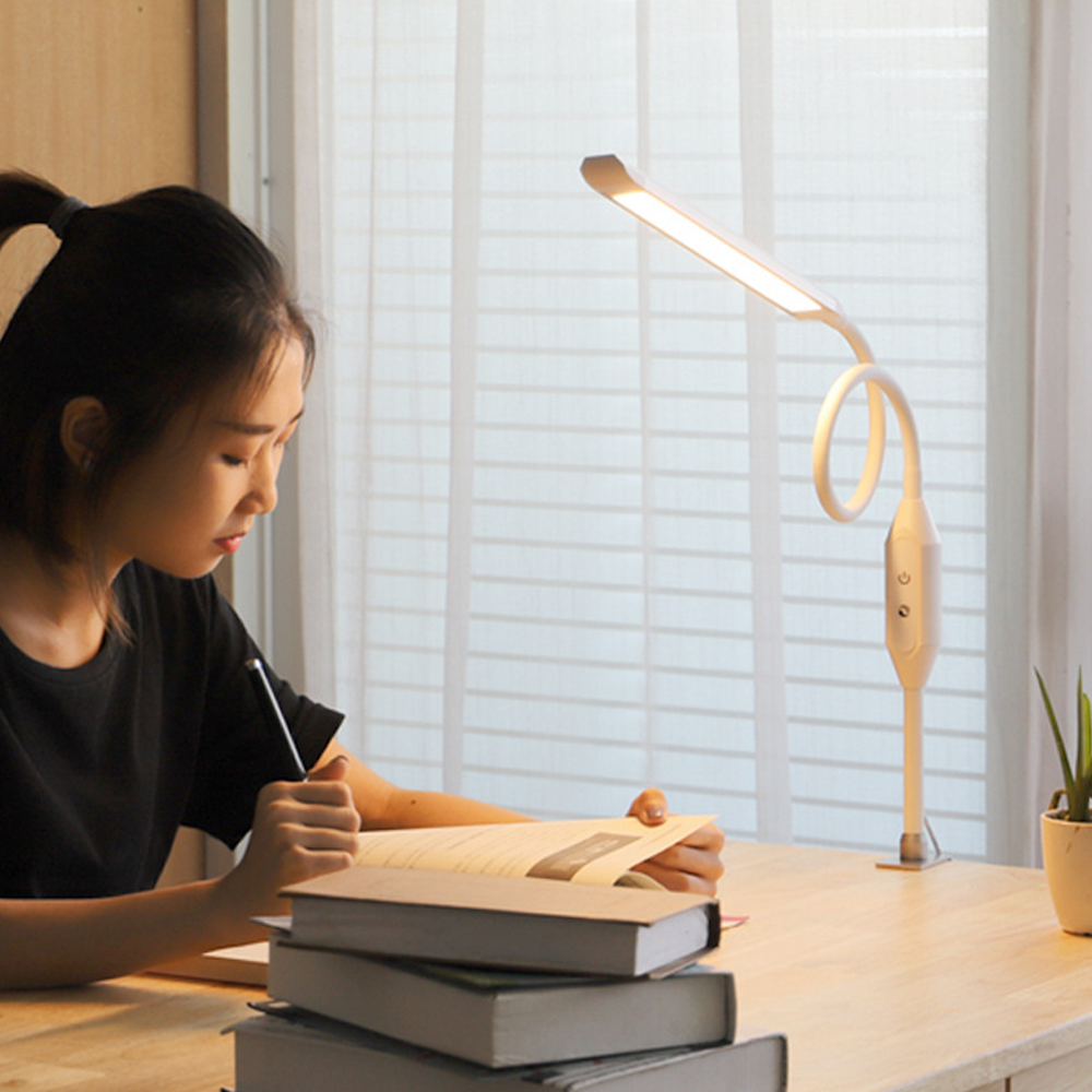 Led Desk Lamp Eye-protected Lamp Extra Long Arm Table Lamp Clip OfficeRemote Control For Bedroom Led Light 5-Level Brightness