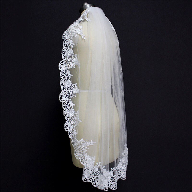 Short Wedding Lace Veil One Layer Without Comb 150CM Wedding Veil Wedding Accessories