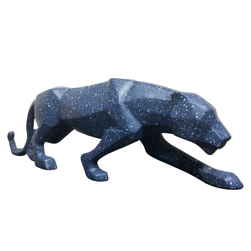 Statue de panthère géométrique en résine, modèle européen de léopard bleu Cyan, pour la maison, le bureau, le Bar, décoration animale, artisanal