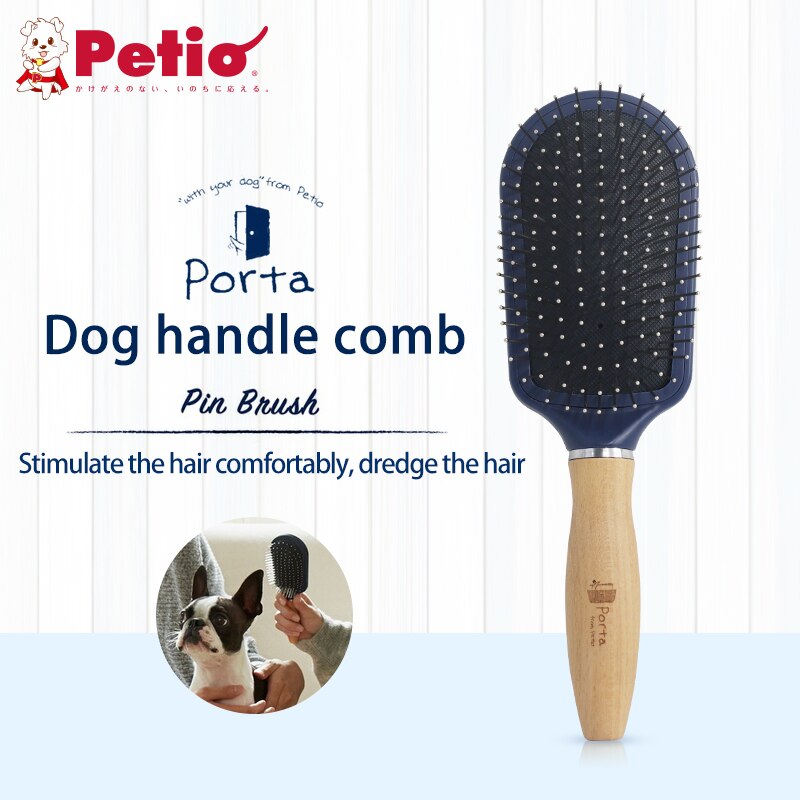 Peine con mango de perro de pecio japonés, pelo largo y corto, aseo especial para perros, peine de masaje con nudo abierto para quitar el pelo flotante