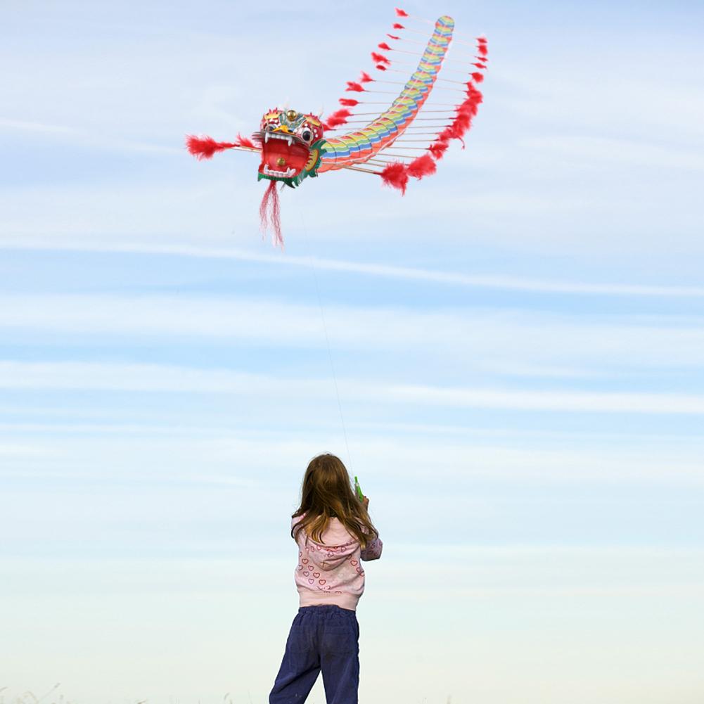 Kinderen Chinese Traditionele Dragon Kite Chinese Decoratie Vliegende Games Kite Doorwaadbare Kinderen Buiten Fun Sport Spelen Speelgoed