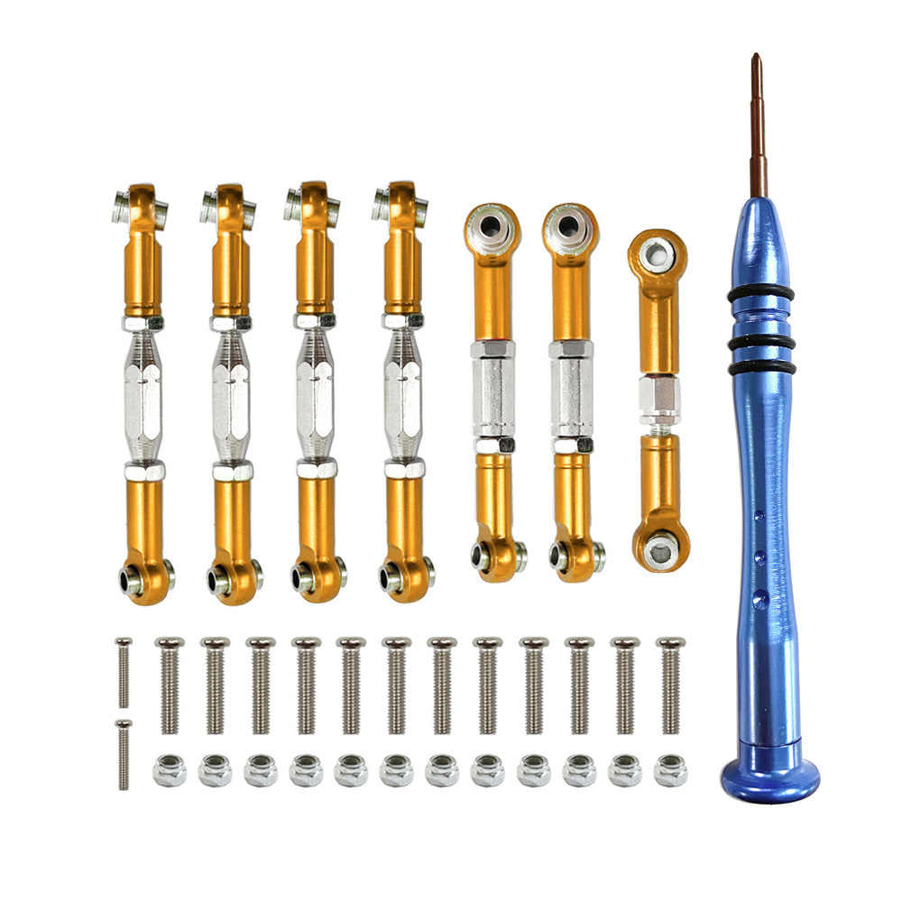Juego de varillas de dirección con varilla de tracción servo de conexión de metal para WLtoys 1:14 144001 124018 124019 Piezas de actualización de coche RC: Gris claro