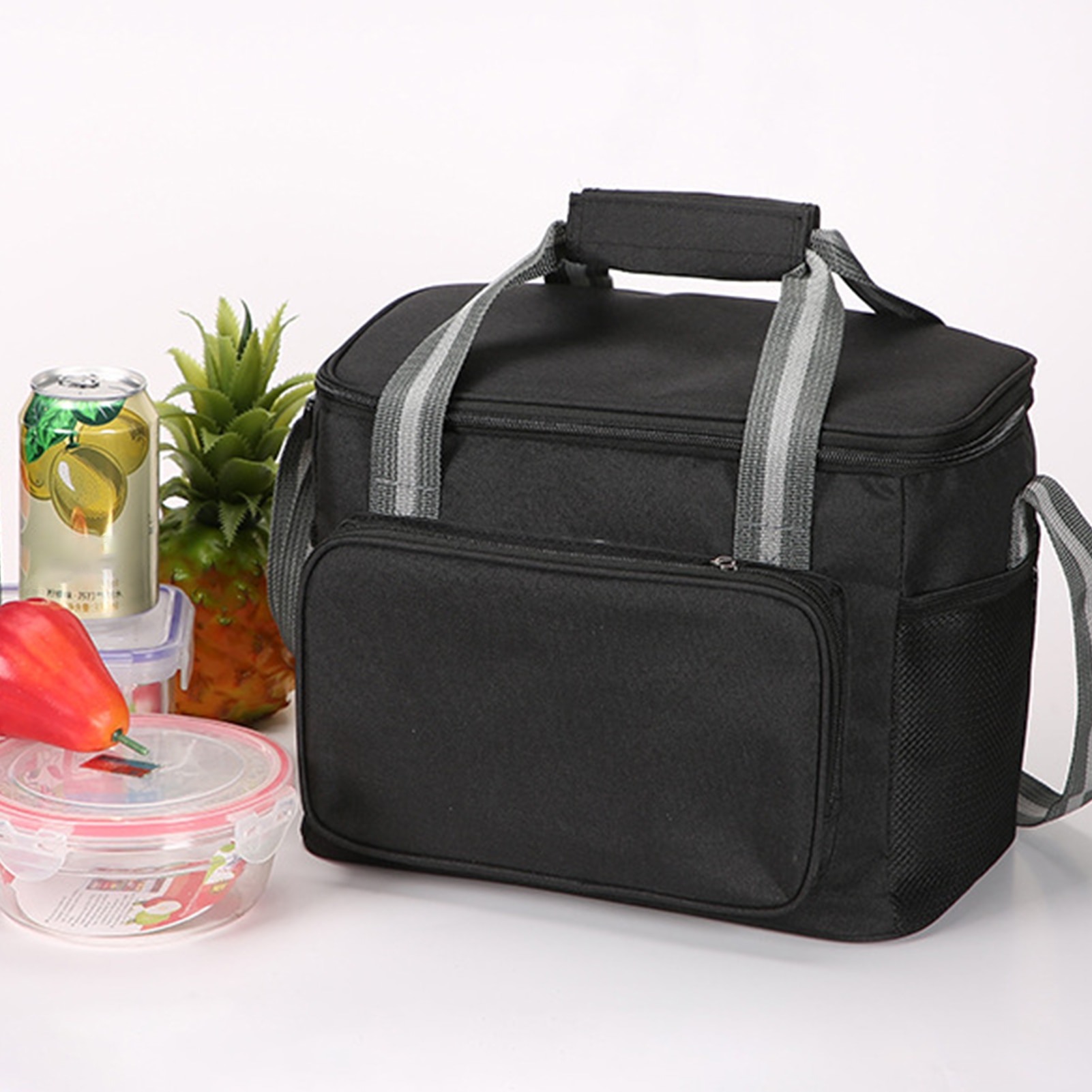 Oxford Double Layer Cooler Lunch Bag Printed Insulated Thermal Food Picnic Handbag Portable Shoulder Lunch Box Tote