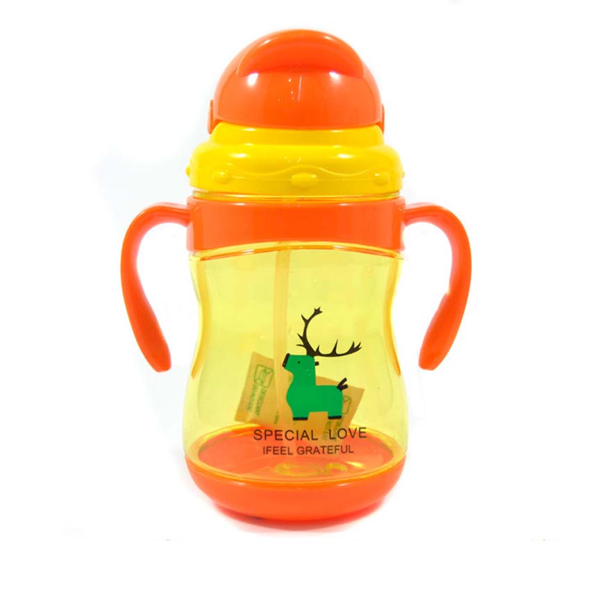 300ml babybekers met zachte tuit en handvat, voor het leren drinken van water, melk en vruchtensap, voor het leren drinken van kinderen.: Oranje