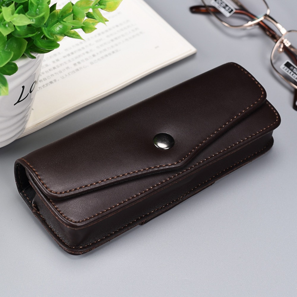 Luxe riem draagbare PU-brillenkoker heren draagbare lederen leesbril opbergdoos telefoontassen en gereedschapsdraagtassen: Black