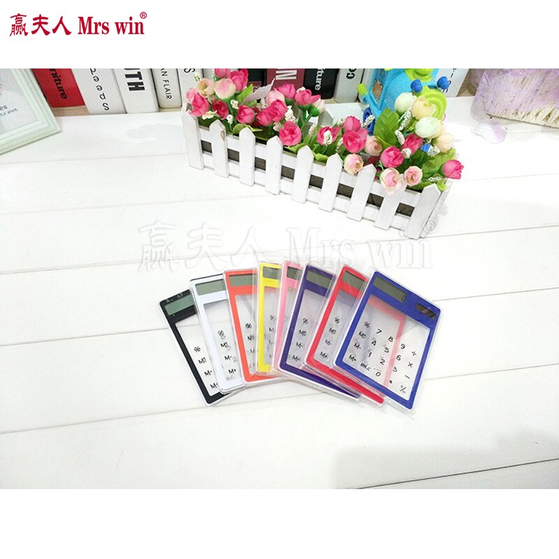 8 Digit Touch Screen Ultra slim Transparent Solar Stationery Clear Scientific Calculator use for Student School Office