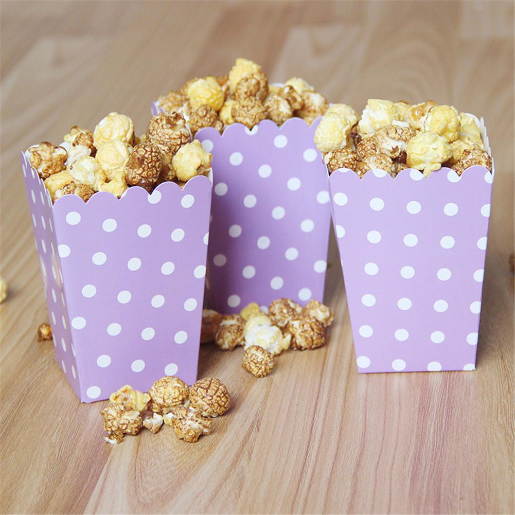 12 Stks/partij Blauw/Roze Polka Dot Paper Popcorn Doos Verjaardag Wedding Party Deco Popcorn Cups Voor Bioscoop Anniversary supply