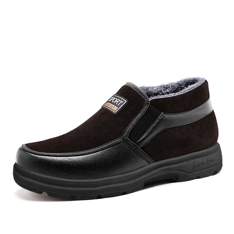 Inverno homem sapatos de neve botas de pele alta superior de pelúcia calçados masculinos quentes botas de tornozelo macio e confortável masculino sapatos casuais meio: Marrom / 39