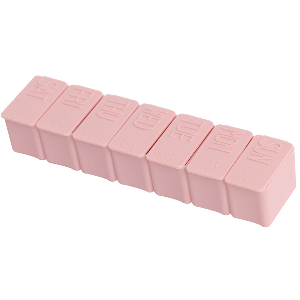 14 galler per vecka pillerfodral 7 dagar medicinask tablett dispenser organisatör piller box splitters plastförvaringsbox med klämlock: Rosa