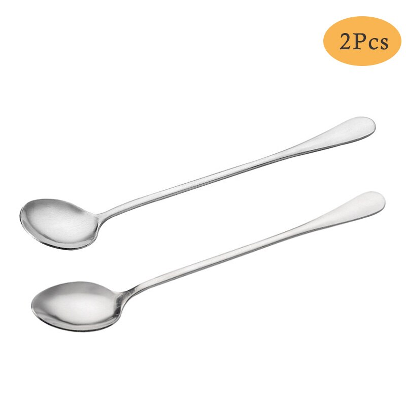 Cucchiaino da caffè a manico lungo cucchiaino da dolce in acciaio inossidabile cucchiaino da tè per accessori da cucina per posate da picnic tutto'aperto per la casa: 2pezzi