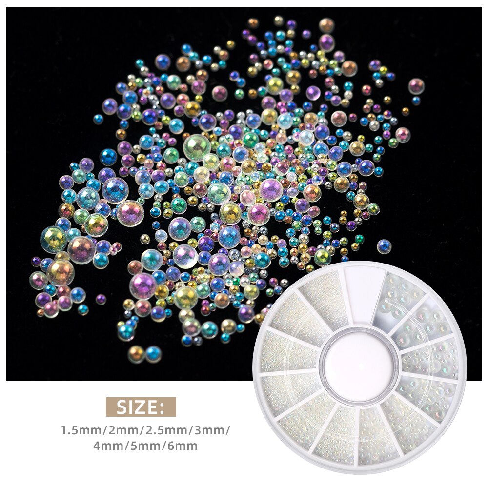 HNUIX-Cuentas 3d de diamantes de imitación para decoración de uñas, adornos para manicura de salón de belleza, color blanco, mezcla de tamaños