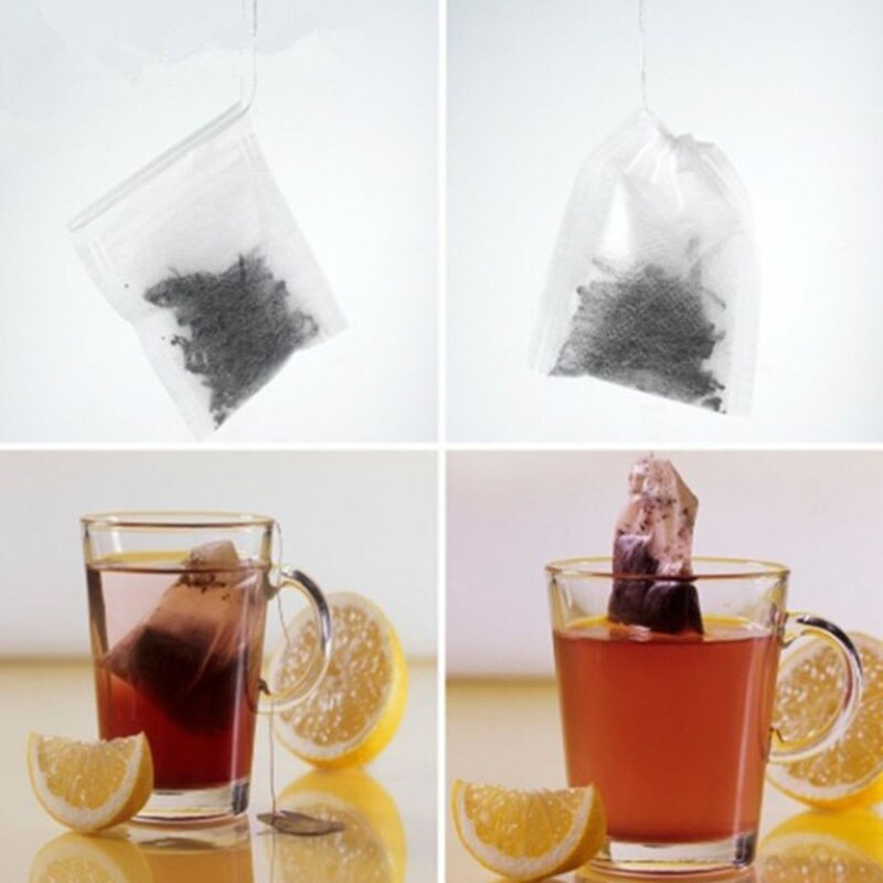 100 Pcs/Set Empty Tea Bags Thread Disposable Non-Woven Tea Bag Soup Bag Spice Bag Kitchen Cooking Accessories