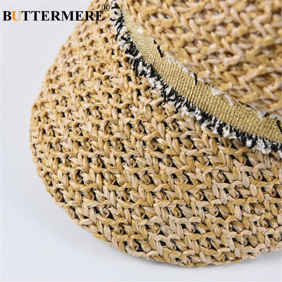 BUTTERMERE Straw Newsboy Cap Women Baker Boy Hat Female Khaki British Style Retro Brand Spring Summer Octagonal Cap