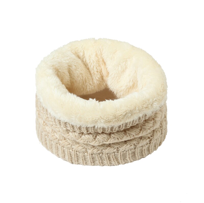Unisex Winter Sjaal Vrouwen Warm Bont Dikke Snood Gebreide Ring Sjaals Kinderen Outdoor Solid Cashmere Beanie Bufanda: WJ75-4