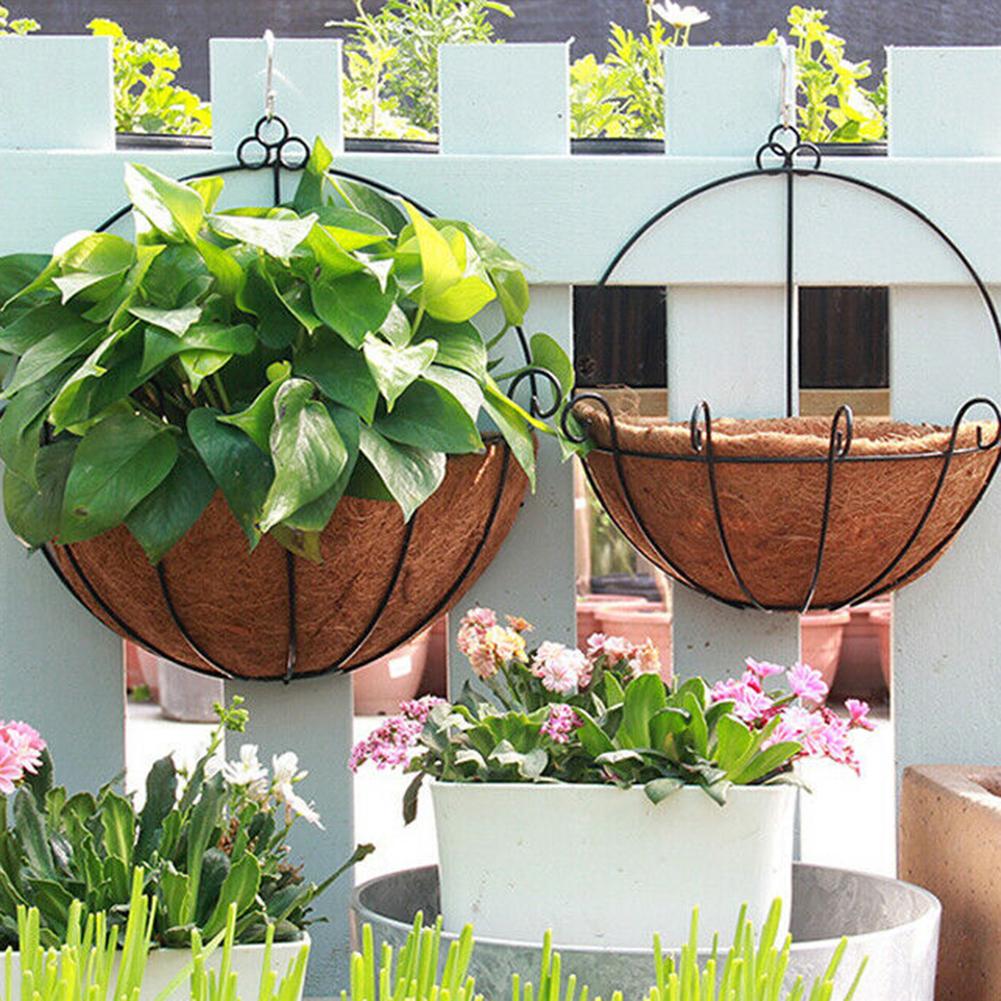 Wicker Rattan Flower Basket Plant Pot Plant Holder Home Wall Hanging Plant Basket Iron Style Wall-mounted Flower Pot Garden Deco