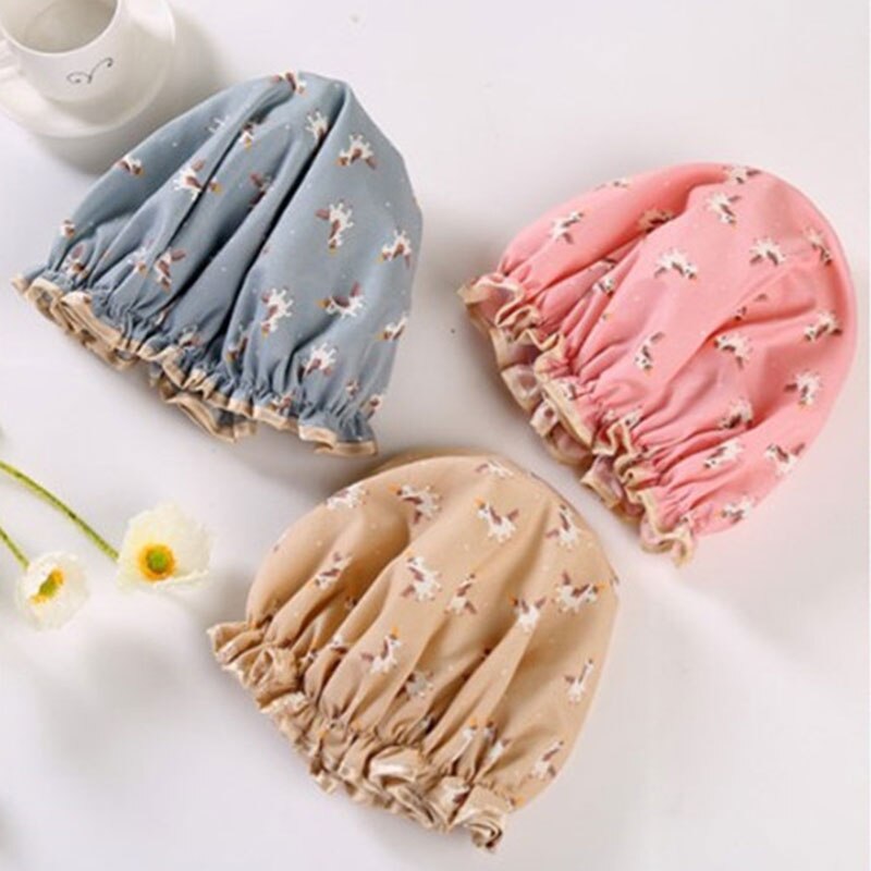 Shower Cap Bathing Waterproof Cap Cute print Daisy Flamingo Anti-smoke Cap Comfortable Bath Hats Bathroom Accessories Hair Cover