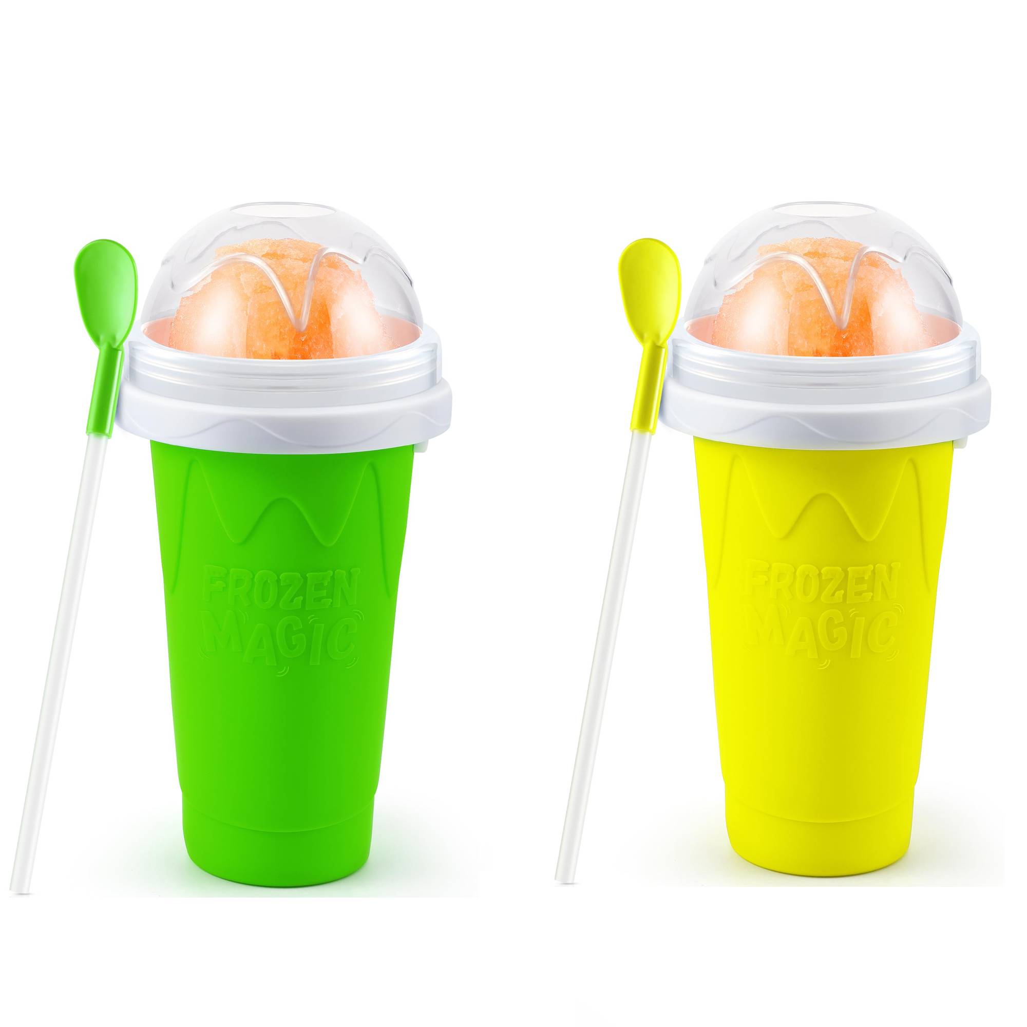 Taza Slushie DIY, tazas mágicas para hacer granizados, taza portátil para jugos, leche y helado, sílice de doble capa con tapa y pajita: Chocolate
