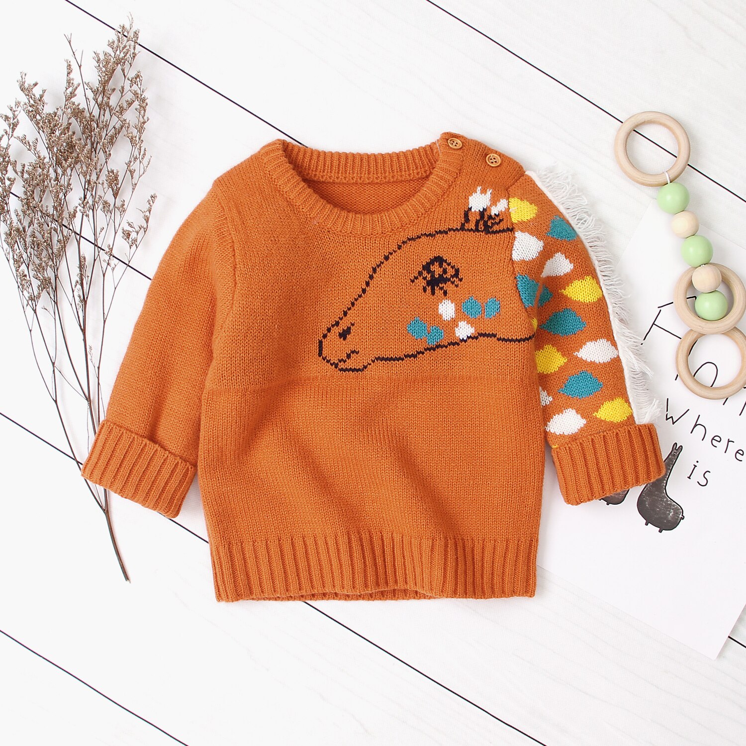 Bébé enfants couleur bloc Animal girafe motif pull T-shirt taille 1-5Y enfants garçons à manches longues pull hauts